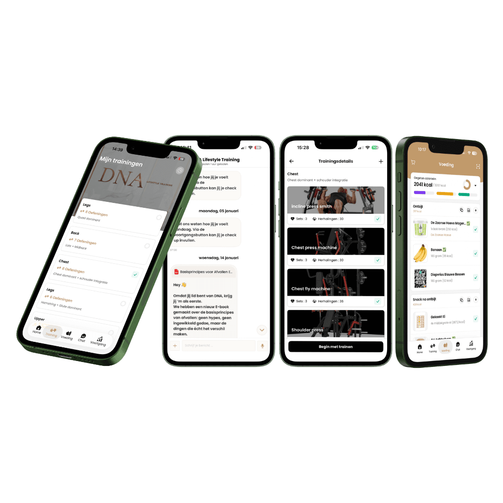DNA app trainingsoverzicht en oefeningen