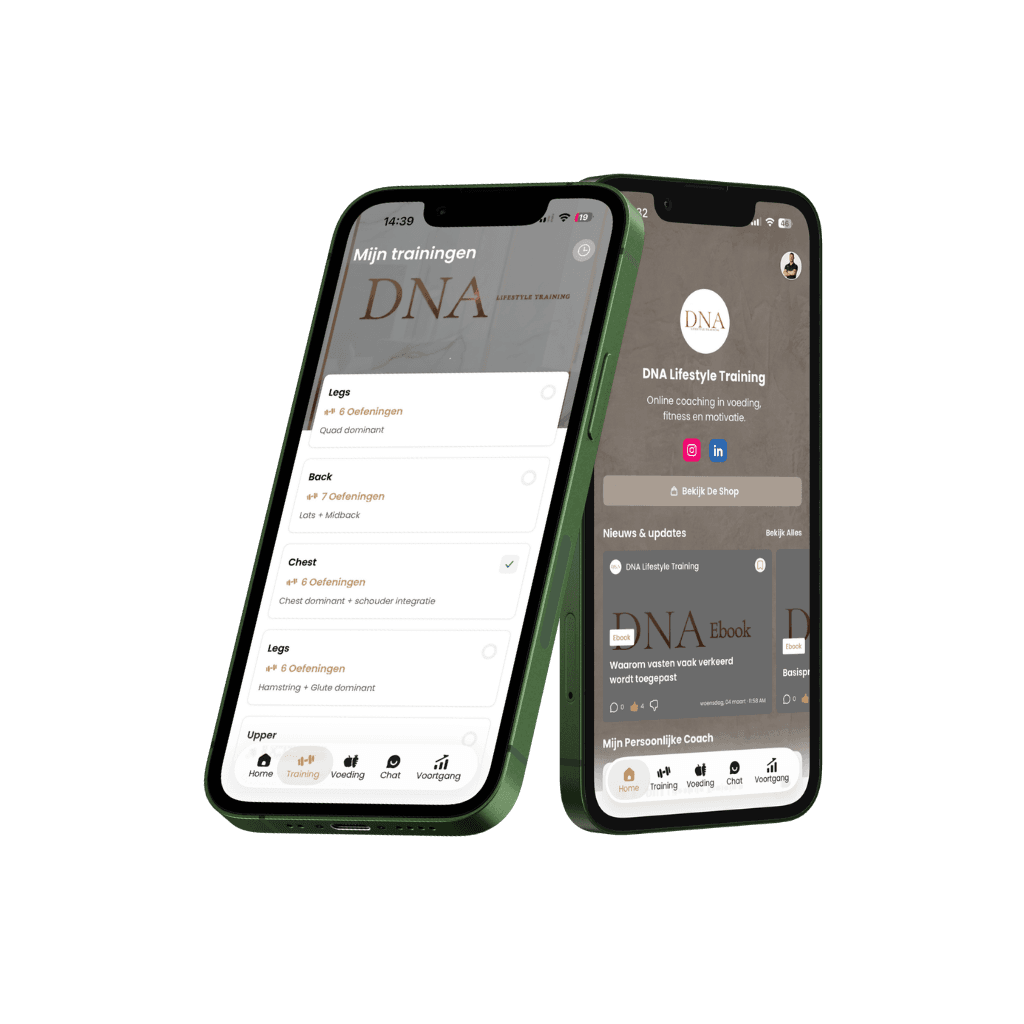 DNA app dashboard en trainingsplan